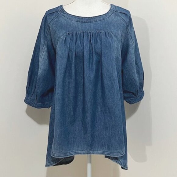 Free People Memories of You Chambray Tunic Top Indigo Boho Size XS - Picture 9 of 9